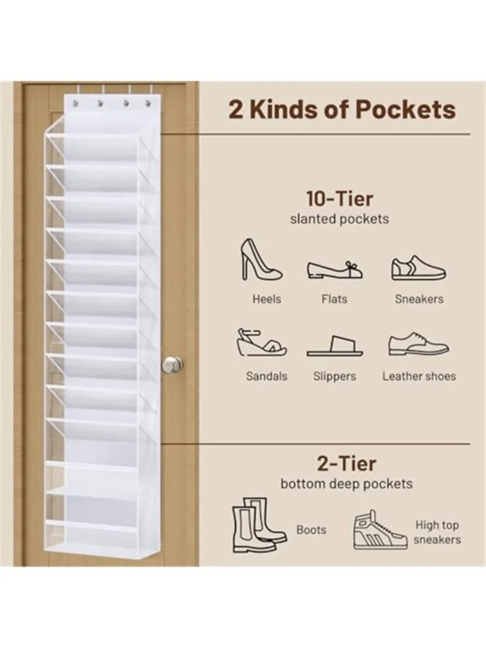 Over Door Shoe Organizer 12 Tier Hanging Storage Rack Closet Shoes Holder